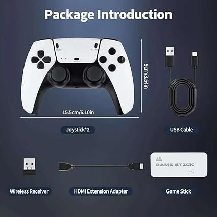 RETRO GAMERS - 4K Ultra HD Wireless Game Stick (20000 in 1 Games ) with 2 Controllers