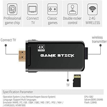 RETRO GAMERS - Wireless Game Stick - (10,000 in 1 Games)1080p with 2 Controllers