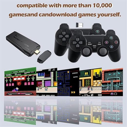 RETRO GAMERS - Wireless Game Stick - (10,000 in 1 Games)1080p with 2 Controllers