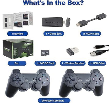 RETRO GAMERS - Wireless Game Stick - (10,000 in 1 Games)1080p with 2 Controllers